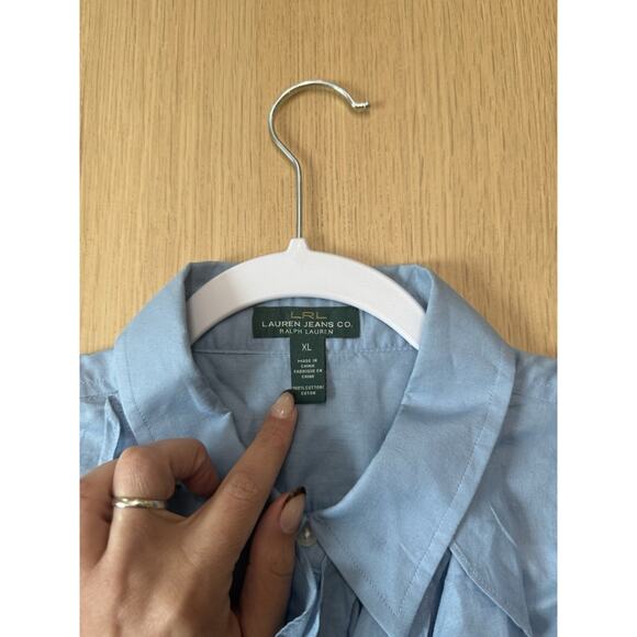 Lauren Ralph Lauren Romantic RUFFLE SHIRT BLOUSE XL - Picture 8 of 9